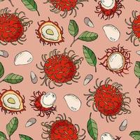 Seamless pattern with rambutans. Design for fabric, textile, wallpaper, packaging. vector