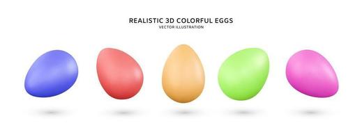 Realistic 3d colorful eggs vector illustration