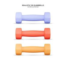 Realistic 3d dumbbells vector illustration