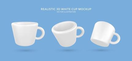 Realistic 3d white coffee cup vector illustration