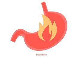 Fire in stomach. Excessive acidity, gastritis, gastric ulcer, heartburn, stomach disease vector