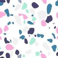 Colorful seamless pattern with imitation of Venetian terrazzo. Marble texture with fragments of stone. Abstract vector illustration