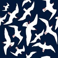 Vector seamless pattern with silhouettes of seagulls flying in the sky