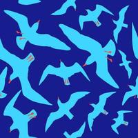 Vector seamless pattern with silhouettes of seagulls flying in the sky