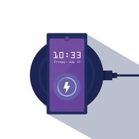 Wireless charging of the smartphone battery top view progress of charging vector