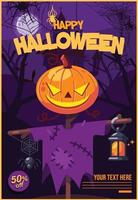 cartel de truco o trato de feliz halloween vector