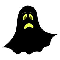 Ghost. Silhouette. Sad facial expression. Vector illustration. Isolated white background. Bringing. Halloween symbol. A frightened grimace. White sheet suit. Spirit. All Saints' Day.