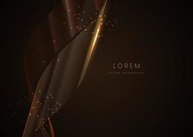 Abstract elegant gold glowing line with lighting effect sparkle on black background. Template premium award design. vector