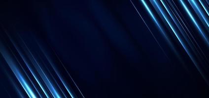 Abstract technology futuristic glowing blue light lines with speed motion blur effect on dark blue background. vector