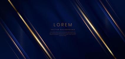 Abstract background luxury dark blue elegant geometric diagonal with gold lighting effect and sparkling with copy space for text. vector