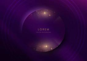 Abstract luxury golden lines circle overlapping on dark purple background. Template premium award design. vector