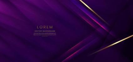 Abstract background luxury dark purple elegant geometric diagonal with gold lighting effect and sparkling with copy space for text. vector