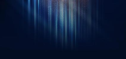 Abstract technology futuristic light blue stripe vertical lines light on blue background with gold lighting effect sparkle. vector