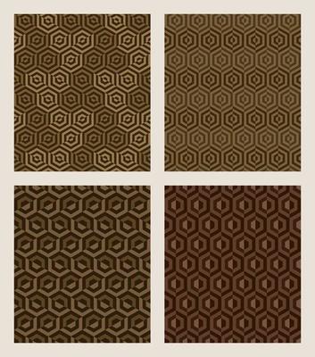 Seamless geometric hexagons sets in brown color