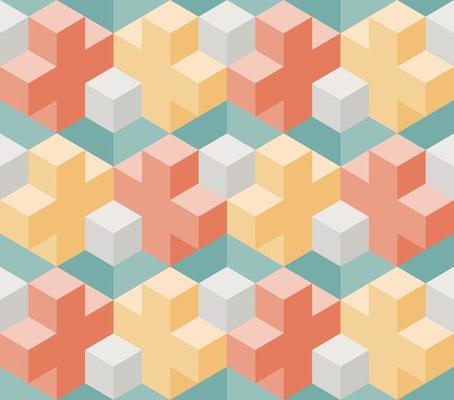 Seamless Pattern Crosses And Cubes Shape