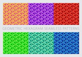 Colorful Set Geometric Hexagram Seamless Patterns vector