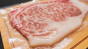 Kagoshima A5 Wagyu Ribeye from Nozaki farm, Kyushu, Japan. Premium grade meat, vacuum seal photo