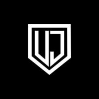 UJ letter logo design with black background in illustrator. Vector logo, calligraphy designs for logo, Poster, Invitation, etc.