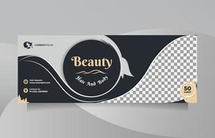 Beauty premium salon promotion design social media banner. Horizontal vector template concept of professional hair spa, yoga, meditation, cosmetic sale, facial skin rejuvenation treatment, etc