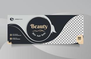 banner de redes sociales de diseño de promoción de salón de belleza premium. concepto de plantilla vectorial horizontal de spa profesional para el cabello, yoga, meditación, venta de cosméticos, tratamiento de rejuvenecimiento de la piel facial, etc. vector