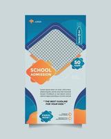 Creative Concept School Education Admission Social Media Post And Banner Template . Modern Blue Orange Design Vector With A Image Placeholder. Editable Post Template Social Media Banners Promotion