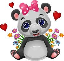 Cute baby panda cartoon sitting vector