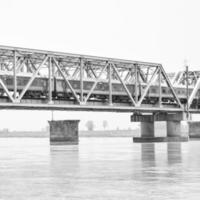 Ganga as seen in Garh Mukteshwar, Uttar Pradesh, India, Ganga is believed to be the holiest river for Hindu, View of Garh Ganga Brij ghat which is famous religious place for Hindu - Black and White photo