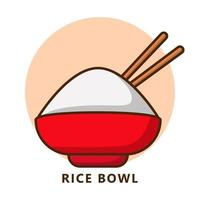 Rice bowl illustration cartoon. Food and drink logo. Japanese food icon symbol vector