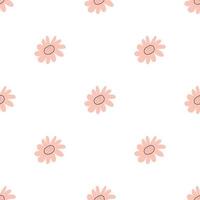 Floral seamless vector pattern with flowers. Spring flora. Simple hand-drawn kids style. Pretty ditsy for fabric, textile, wallpaper. Digital paper in white background