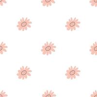 Floral seamless vector pattern with flowers. Spring flora. Simple hand-drawn kids style. Pretty ditsy for fabric, textile, wallpaper. Digital paper in white background