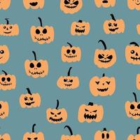 Autumn pumpkins with color background. Perfect for fall, Halloween, Thanksgiving, holidays, fabric, textile. Seamless repeat swatch. vector