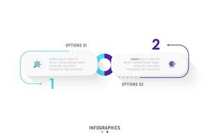 plantilla de diseño de etiquetas infográficas vectoriales con iconos y 2 opciones o pasos. se puede utilizar para diagramas de proceso, presentaciones, diseño de flujo de trabajo, banner, diagrama de flujo, gráfico de información.