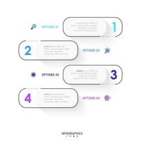 plantilla de diseño de etiquetas infográficas vectoriales con iconos y 4 opciones o pasos. se puede utilizar para diagramas de proceso, presentaciones, diseño de flujo de trabajo, banner, diagrama de flujo, gráfico de información. vector