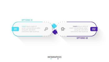 plantilla de diseño de etiquetas infográficas vectoriales con iconos y 2 opciones o pasos. se puede utilizar para diagramas de proceso, presentaciones, diseño de flujo de trabajo, banner, diagrama de flujo, gráfico de información.