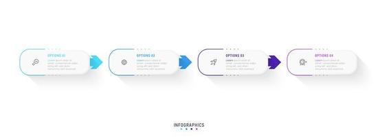 plantilla de diseño de etiquetas infográficas vectoriales con iconos y 4 opciones o pasos. se puede utilizar para diagramas de proceso, presentaciones, diseño de flujo de trabajo, banner, diagrama de flujo, gráfico de información. vector