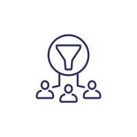 filtering users data line icon vector