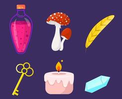 Set of magic elements. Vector set of items for magic and sorcery