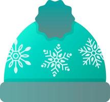 Winter turquoise hat in an ornament with snowballs and pompon. Vector illustration