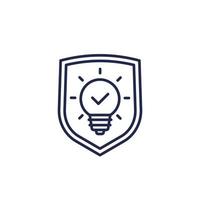 patent protection line icon with a shield vector