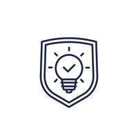 patent protection line icon with a shield vector