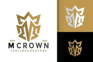 M Letter Shield Crown Logo Design, brand identity logos vector, modern logo, Logo Designs Vector Illustration Template