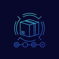 Parcel tracking, order delivery line vector icon