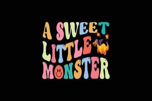 A sweet little monster retro t shirt design vector