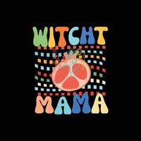 Witch mama retro wavy t shirt design vector