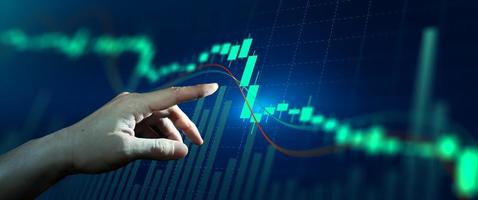 Trading data index investment growth chart. Cryptocurrency and Forex Concept. photo