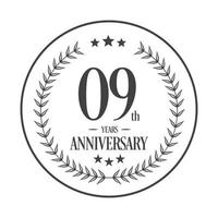 Luxury 09th anniversary Logo illustration vector.Free vector illustration Free Vector