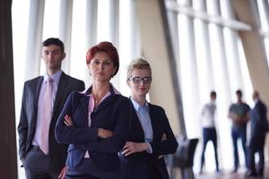 diverse business people group with redhair  woman in front photo