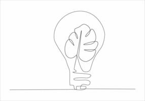 continuous line of leaves inside the lamp vector