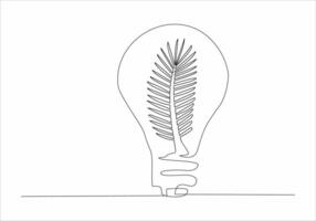 continuous line of leaves inside the lamp vector