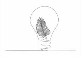 continuous line of leaves inside the lamp vector